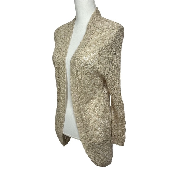 MAURICES Women’s Long Cardigan Open Loose Knit Sweater Sz XS Beige/Tan Color LS - Picture 3 of 13